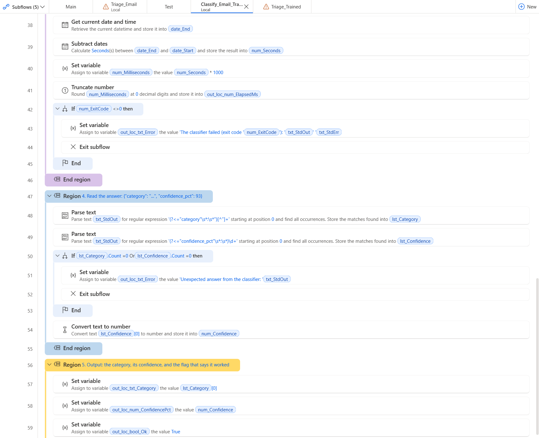 The trained function after the paste: the answer of the script read field by field